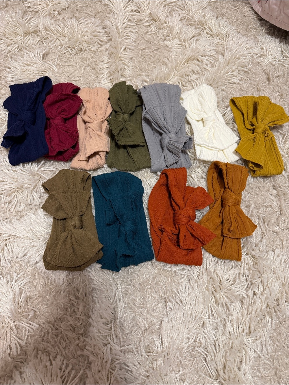 Baby girl Assorted Knit Bow Headband Bundle in Rich Fall Colors